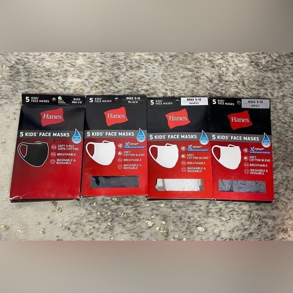 5 for $25🔥20 New Hanes Cloth Face Masks For Kids Ages 5-12